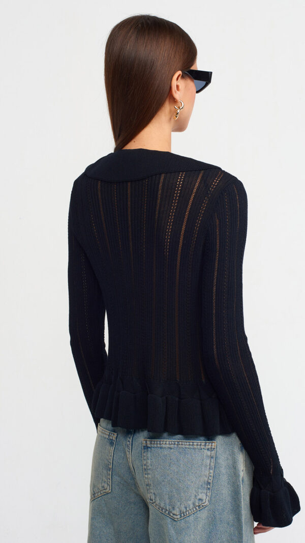 BLACK LACE UP CARDIGAN - Image 3