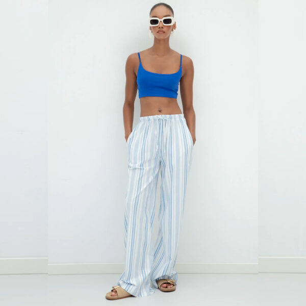 BLUE STRIPED LINEN TROUSERS