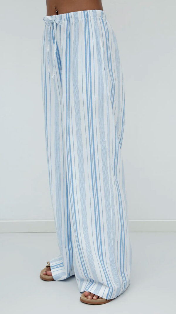 BLUE STRIPED LINEN TROUSERS - Image 3