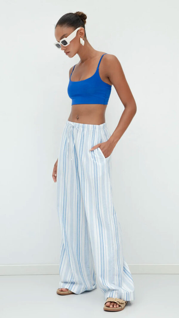 BLUE STRIPED LINEN TROUSERS - Image 4