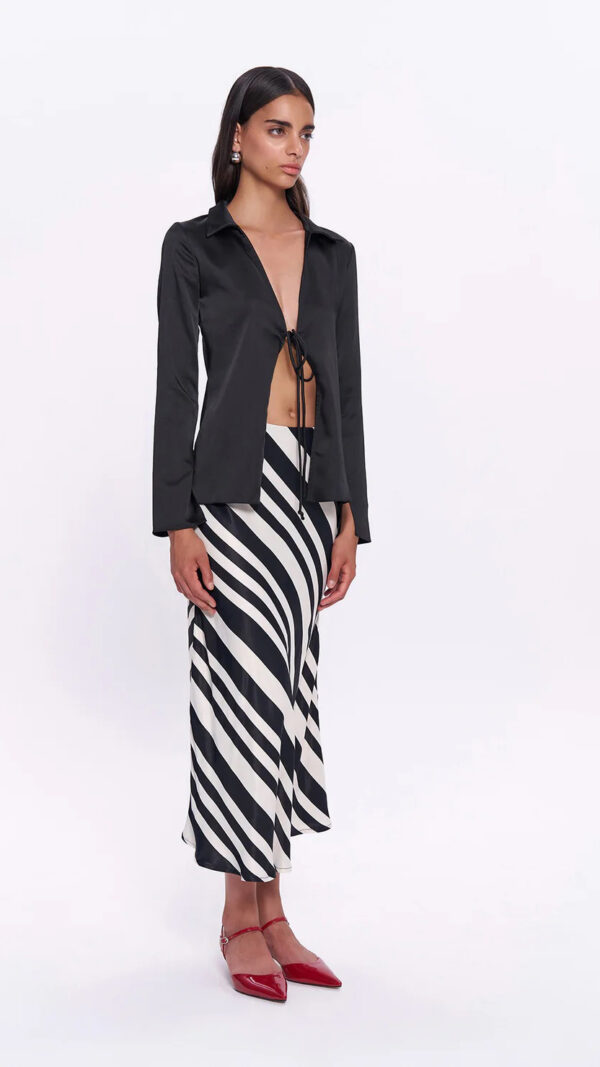 STRIPE DETAILED SATIN SKIRT - Image 2