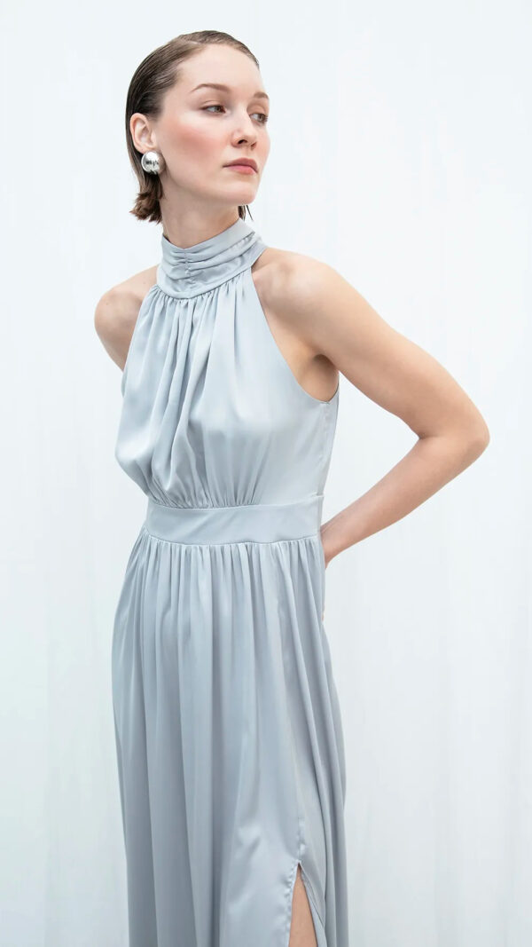 GREY SATIN DRESS - Image 3